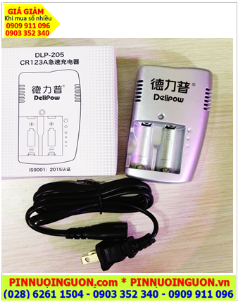 Delipow DLP-205; Máy sạc pin CR123A 16340 lithium Delipow DLP-205 (Sạc 1-2 pin, Tự ngắt), Bảo hành 06 tháng